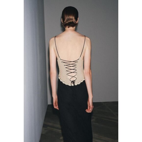 ZARA CONTRAST CROCHET DRESS - Picture 3 of 9